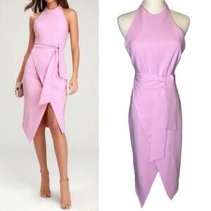Finders Keepers Essie Tie-Front Halter Dress‎ in "Mauve" Pink size XS